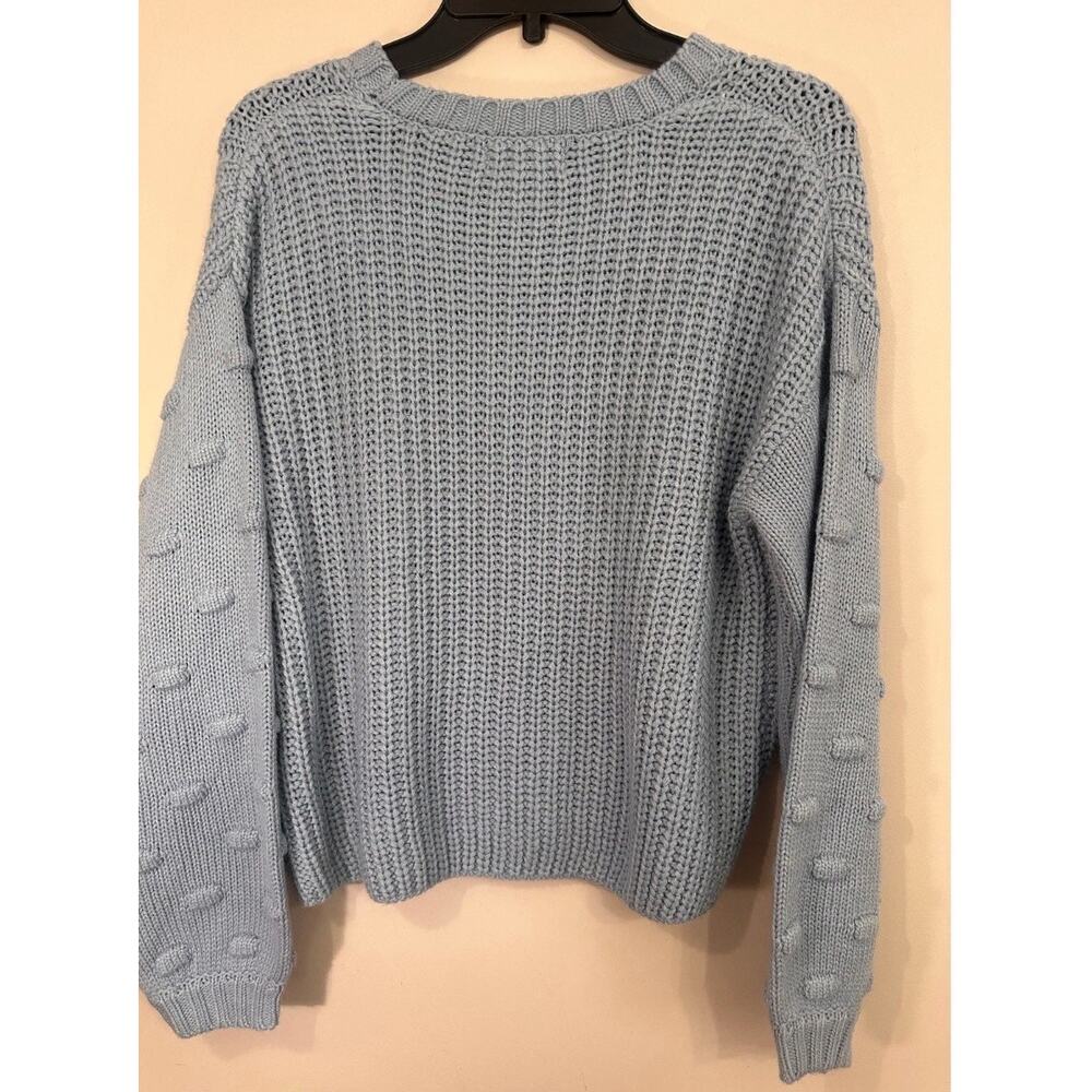 Jessica Simpson Blue Bobble Sleeve Chunky Knit Sweater Medium - Picture 3 of 9